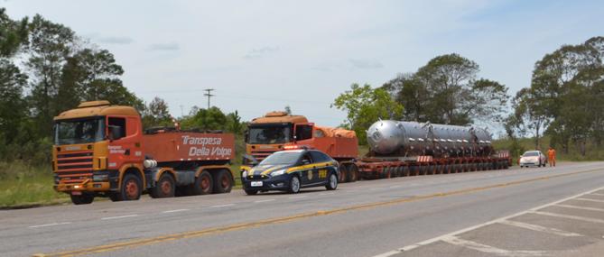 O equipamento levou cerca de três dias para ser transportado desde o Porto de Rio Grande até Candiota