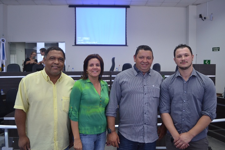 NOVA MESA DIRETORA 2018: Guilherme Barão (vice), Andréia Rangel (presidente), Dinossani Pech (2º secretário) e Fabrício Moraes (1º secretário)