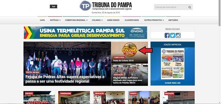 Através do link indicado nesta imagem com a seta vermelha, é possível acompanhar tudo que acontecerá durante a festividade